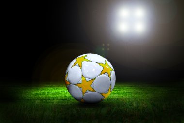 Futbol topu ile light stadyum alanında