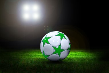 Futbol topu ile light stadyum alanında