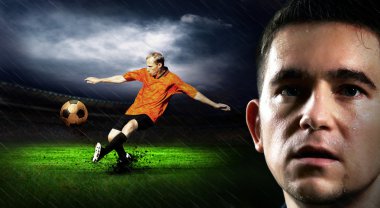 futbolcu gece yağmur alanını portresi