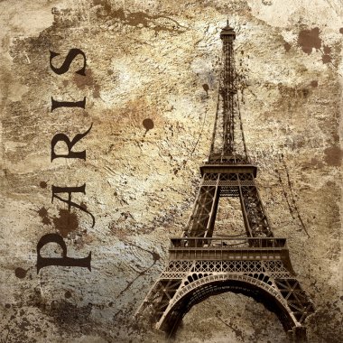 Vintage view of Paris on the grunge background clipart
