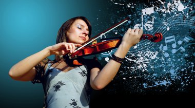 Retro musical grunge violin background clipart