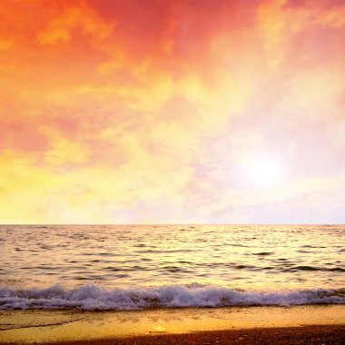 Beautiful sea nature landscape on the sunrise sky clipart