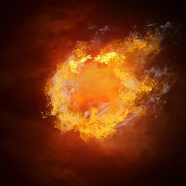 Heißer Fußballball auf der Geschwindigkeit in Flammen — Stockfoto