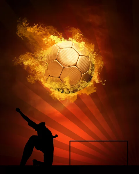 A tűz lángja sebesség forró futball-labda — Stock Fotó