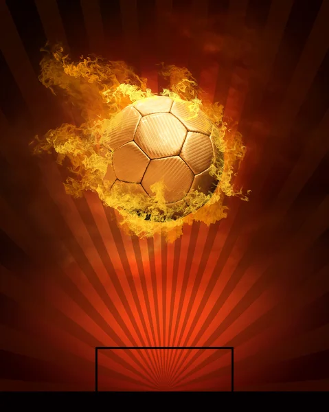 Horké fotbalový míč na rychlost v plameni ohně — Stock fotografie