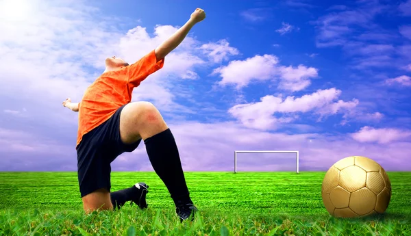 Happiness footballer - outdoor — Stock Photo, Image