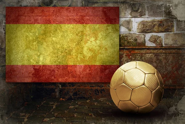 Grunge flag on the wall and ball — Stock Photo, Image