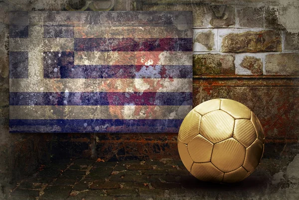 Flaga ilustracja na ścianie i piłka — Zdjęcie stockowe