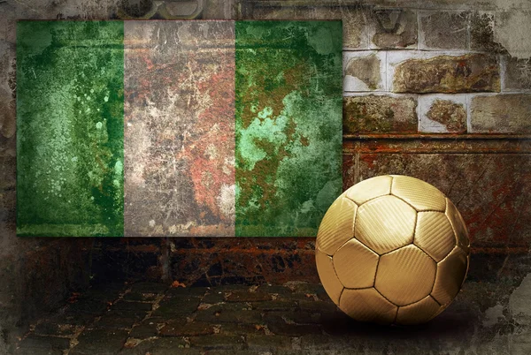Grunge flag on the wall and ball — Stock Photo, Image