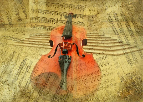 Retro musikaliska grunge violin bakgrund — Stockfoto