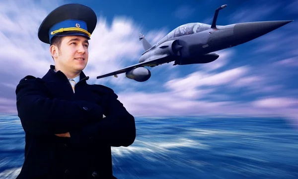 Pilotní a vojenské airplan na rychlosti — Stock fotografie