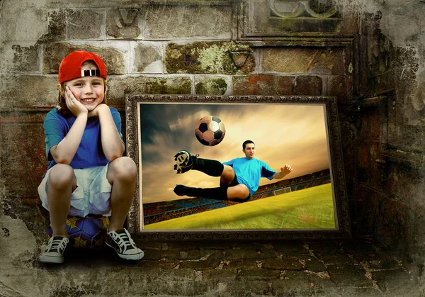Futbolcu grunge arka planda soyut resim — Stok fotoğraf