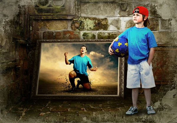 Immagine astratta del giocatore di calcio sullo sfondo grunge — Foto Stock