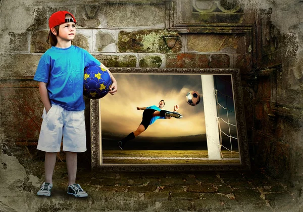 Imagem abstrata do jogador de futebol no fundo grunge — Fotografia de Stock