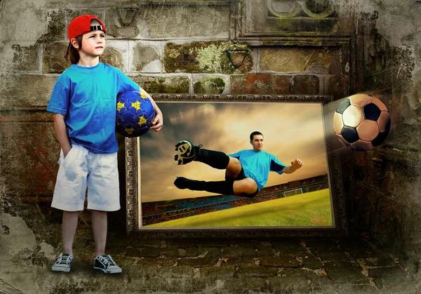 Futbolcu grunge arka planda soyut resim — Stok fotoğraf