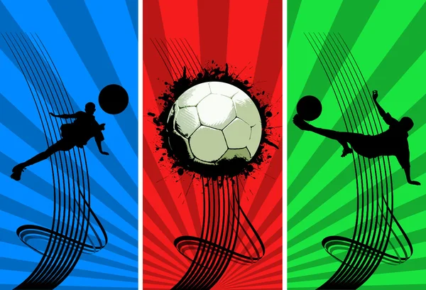 3 色のグランジ サッカーの背景 — ストック写真