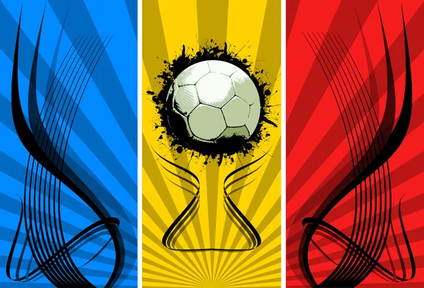 Tři barevné grunge fotbal pozadí — Stock fotografie