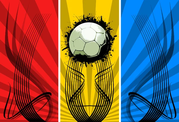 Drei farbige Grunge-Fußballhintergründe — Stockfoto
