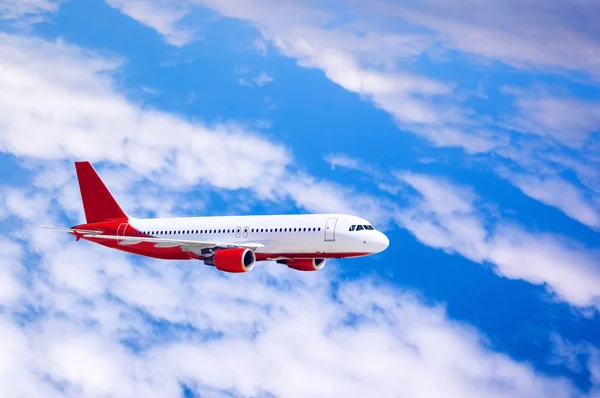 stock image Airplane on sunset sky