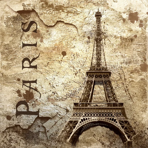 Vintage view of Paris on the grunge background — Stock Photo, Image