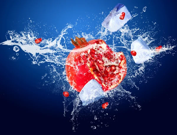 stock image Water drops around red fruit on the ice