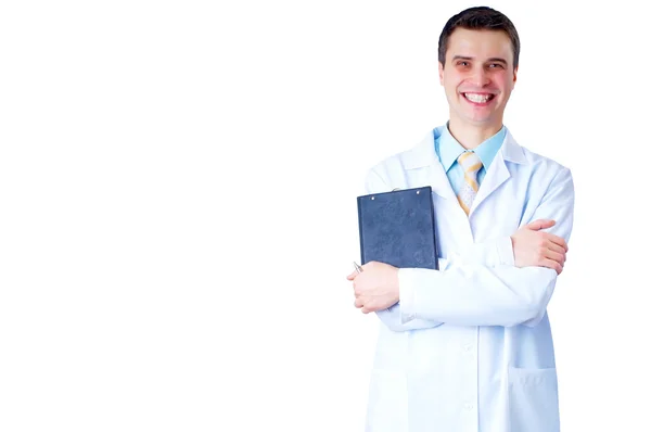 Smilende lege med stetoskop på sykehusene – stockfoto