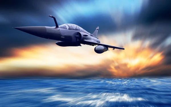 Military airplan on the speed — Stock Photo, Image