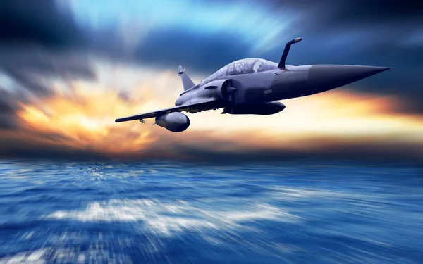 Piano aereo militare sulla velocità — Foto Stock