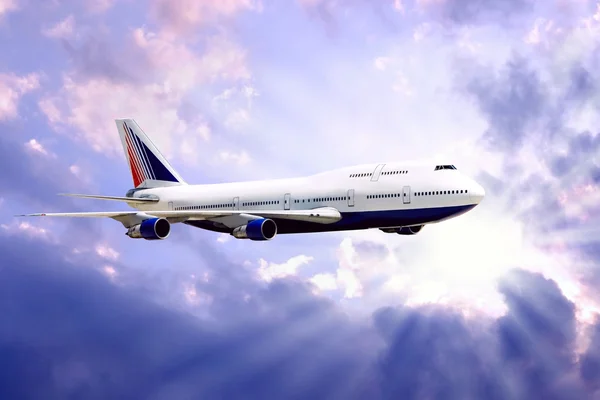 Samolot na błękitnym niebie — Zdjęcie stockowe