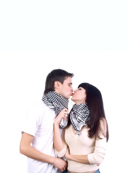 Μεγέθυνση του ευτυχισμένο ζευγάρι απομονωμένη στο λευκό — Φωτογραφία Αρχείου