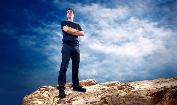 Man on the top of mountain. — Stock Photo, Image