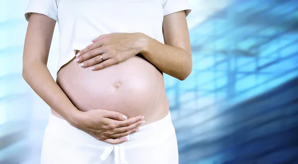 Happiness pregnant women in the white — Stock Photo, Image