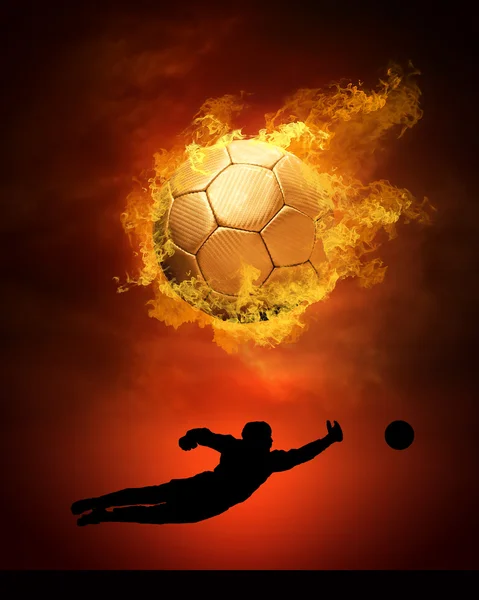 Hot soccer ball on the speed in fires flame Royalty Free Stock Photos