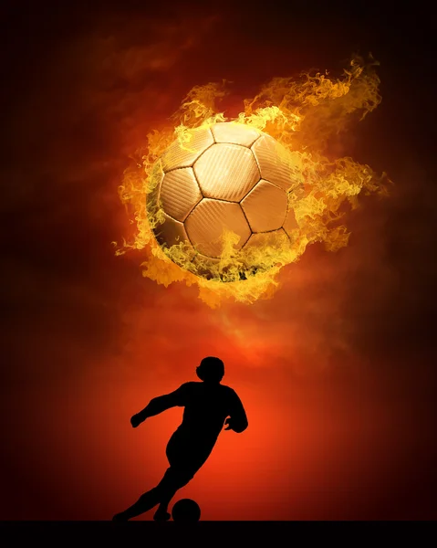 火災の炎の速度のホット サッカー ボール ストック画像