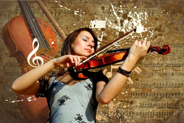レトロな音楽グランジ ヴァイオリン背景 ストック画像