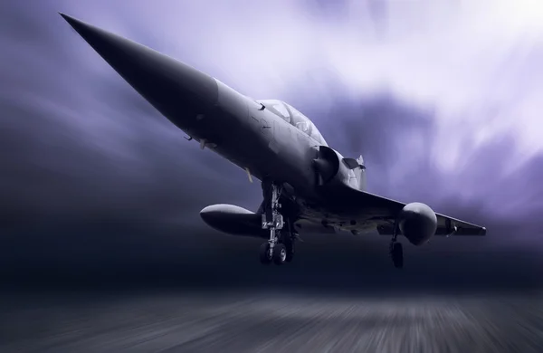 Samolotem wojskowym na niebo — Zdjęcie stockowe