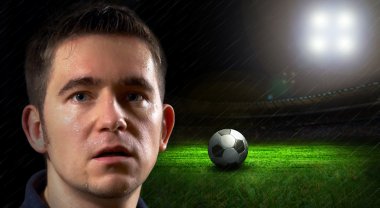 futbolcu gece yağmur alanını portresi