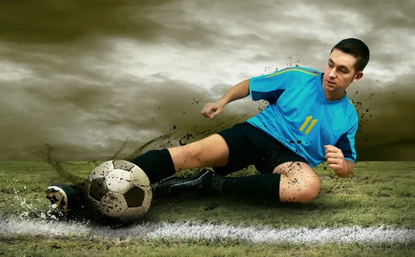 Soccer players on the field — Stock Photo, Image