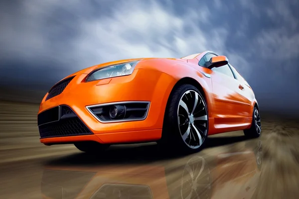 Yolda güzel portakal spor araba — Stok fotoğraf