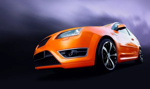 Belo carro esporte laranja na estrada — Fotografia de Stock