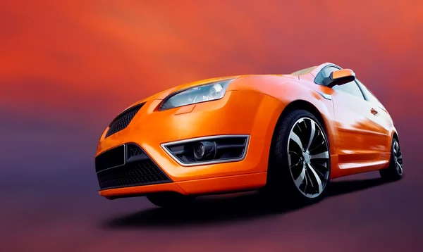 Schöner orangefarbener Sportwagen unterwegs — Stockfoto