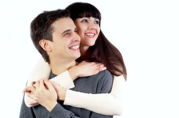 Közeli kép a boldog pár elszigetelt a fehér — Stock Fotó