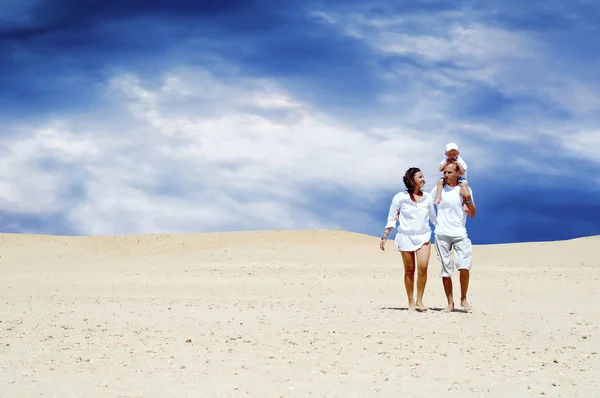 Felicidad diversión familiar en el desierto en un día soleado —  Fotos de Stock
