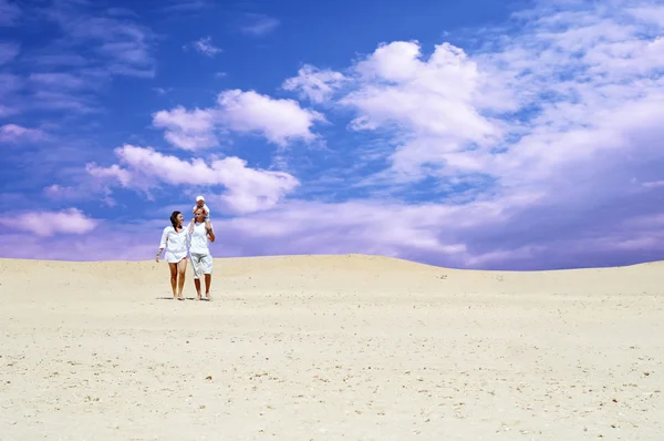 화창한 날에는 사막에서 행복 가족 재미 — 스톡 사진