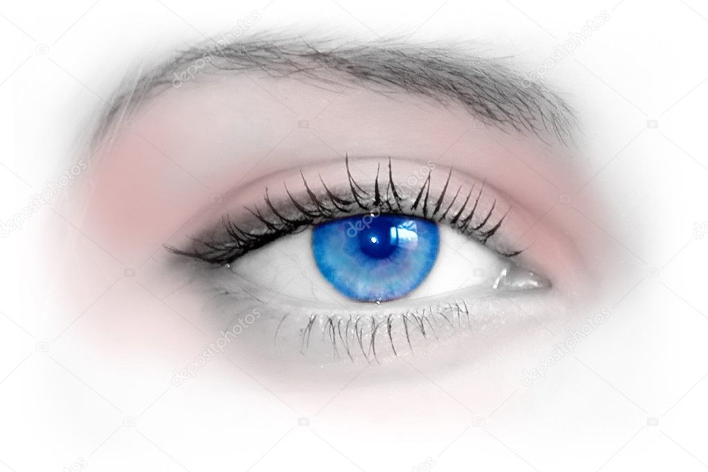 Beautiful female blue eye. Macro shooting
