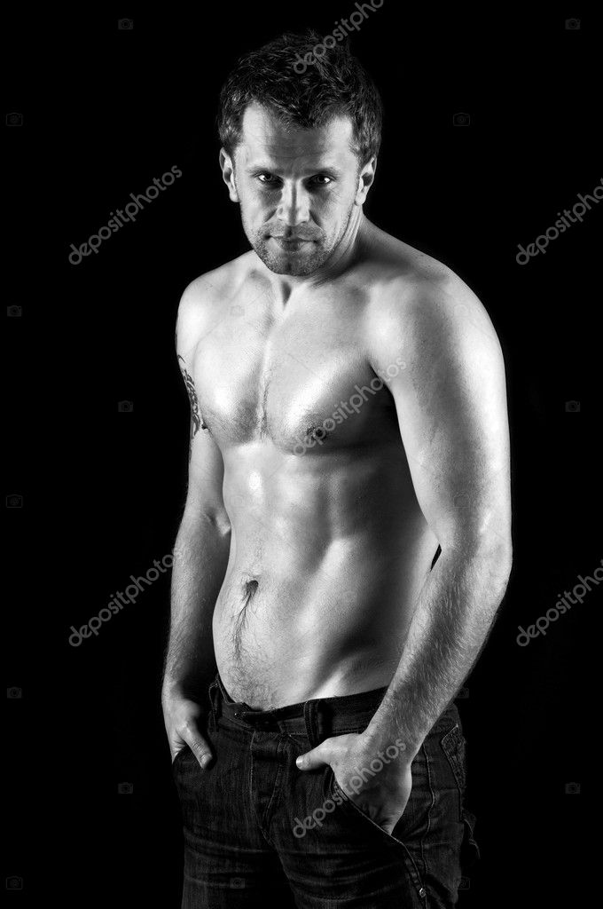 Modelo Masculino Musculoso Desnudo En Jeans Fotograf A De Stock