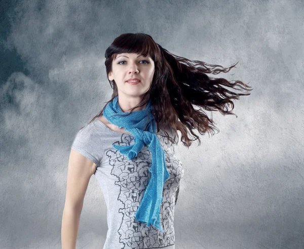 Young beatiful caucasian women with hair on the wind — Stock Photo, Image