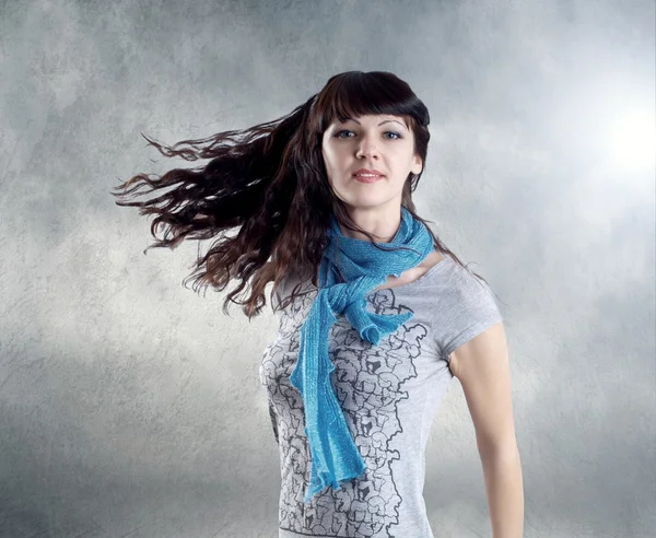 Young beatiful caucasian women with hair on the wind — Stock Photo, Image