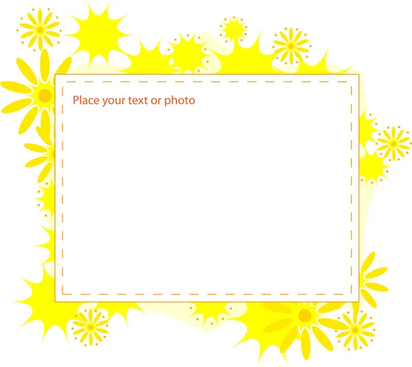 Cadre photo avec fleurs jaunes — Image vectorielle