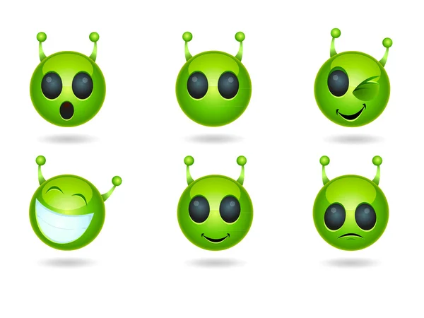 Ícones de rosto alienígena —  Vetores de Stock